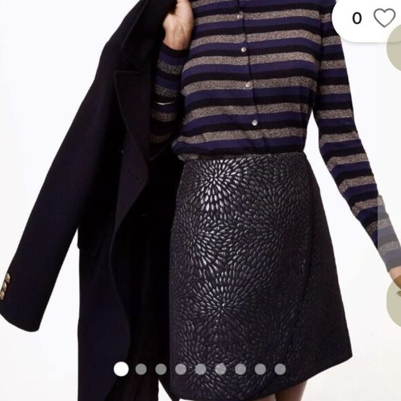 LOFT PETITES Shimmer Splash Faux Wrap Mini Skirt Black Jacquard Metallic Size 6P - Picture 13 of 13